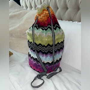 Rare $950 Missoni Chevron Zigzag Towel 100% Cotton Drawstring Beach Bag